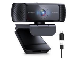 Cámara web para PC - cámara web HD 1080P con micrófono, cubierta de privacidad, enfoque automático, cancelación de ruido, corrección automática de luz, cámara web USB para computadora, plug and play, para laptop, escritorio, Mac