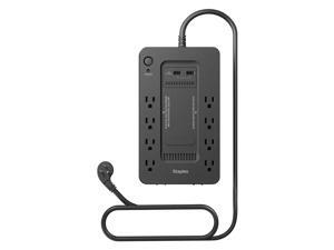 UPS con batería de respaldo de 650VA, 8 salidas, protección contra sobretensiones, negro | Energía de respaldo para computadoras, routers y electrónica de oficina en casa durante cortes