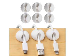 Clips para cables adhesivos, sujetadores de cables compactos para organización de cables con respaldo adhesivo fuerte 3M para organizar cables de alimentación, cargadores de teléfono, cables USB y más, paquete de 6