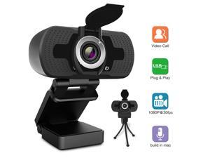 Webcam with Microphone, 1080P HD Webcam with Privacy Cover and Tripod, Streaming Computer Web Camera with 110-Degree Wide View Angle, USB PC Webcam.