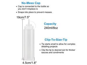 Plastic White 8oz Squeeze Bottles Jar Containers with Cap For Ketchup Dressings Condiment Multi-purpose Squirt Bottle