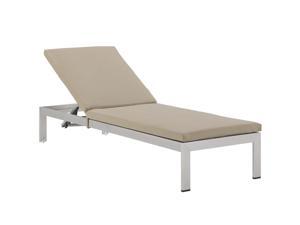 Ergode Shore Outdoor Patio Aluminum Chaise with Cushions - Silver Beige
