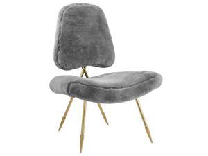 Ergode Ponder Upholstered Sheepskin Fur Lounge Chair - Gray