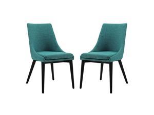Ergode viscount Dining Side Chair Fabric Set of 2 - Teal
