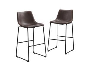 Brown Faux Leather Barstools - Set of 2