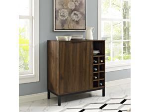 Bar Cabinet with Wine Storage - Dark Walnut