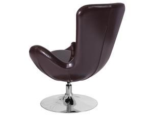 Egg Series Brown Leather Side Reception Chair