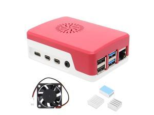 Raspberry Pi 4 Case, White And Red Pi 4 Case, Raspberry Pi 4 Abs Case With 3010 Cooling Fan 30X30X10Mm And 3Pcs Aluminum Heatsinks For Raspberry Pi.