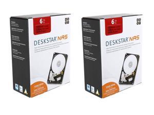 Combo: (2x) HGST DeskStar NAS 3.5 inch 6TB 7200 RPM 128MB Cache SATA 6.0Gb/s High-Performance Hard Drive (Retail Packaging)