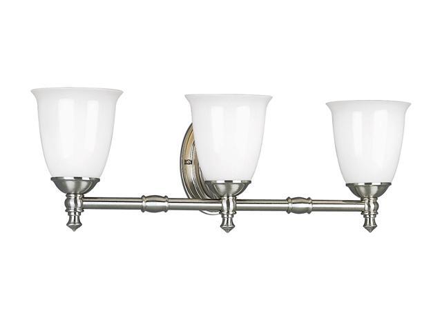 Progress Lighting Brushed Nickel 3-Light Bath Bracket with White Opal Glass