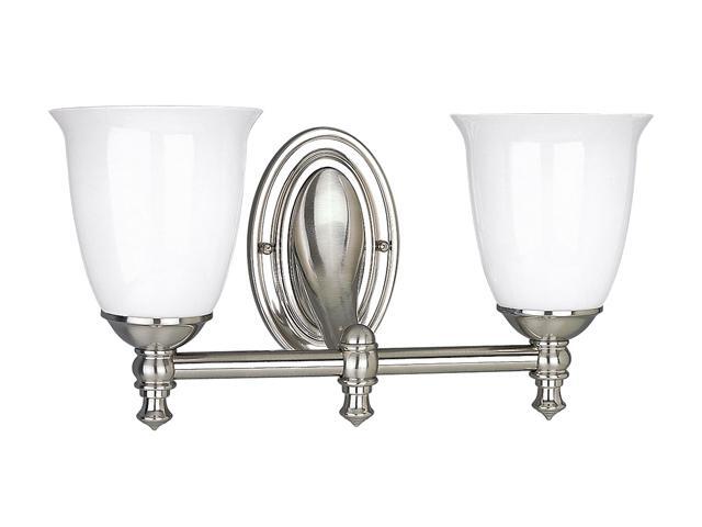 Progress Lighting Brushed Nickel 2-Light Bath Bracket with White Opal Glass