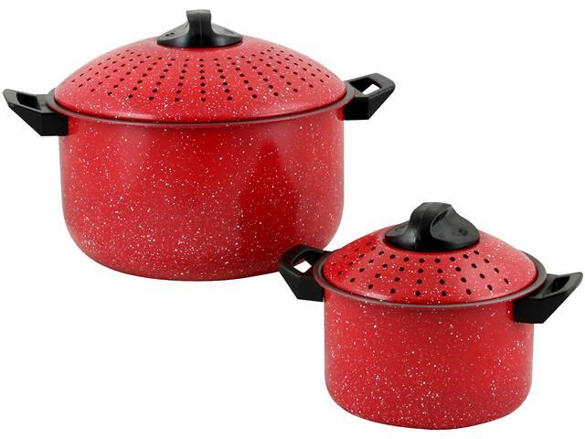 Gibson Home Casselman 4 Piece Nonstick Pasta Pot Set in Red with Bakelite Handle