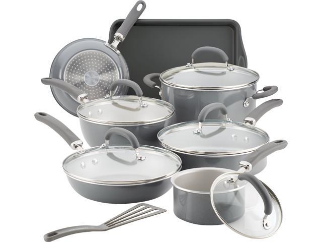 Rachael Ray Create Delicious 13-pc. Aluminum Nonstick Cookware Set, Med Grey