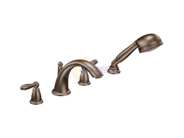 MOEN T924ORB Brantford Oil rubbed bronze two-handle low arc roman tub faucet includes hand sh