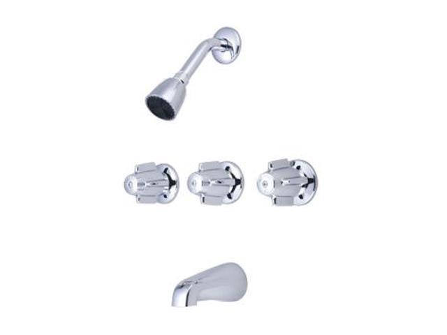 Central Brass 0971-Z Three-Valve Tub and Shower Fitting on 11 In Centers