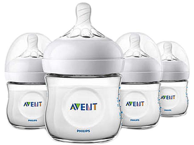 Philips Avent Natural Baby Bottle Clear 4 oz 4pk SCF010/47