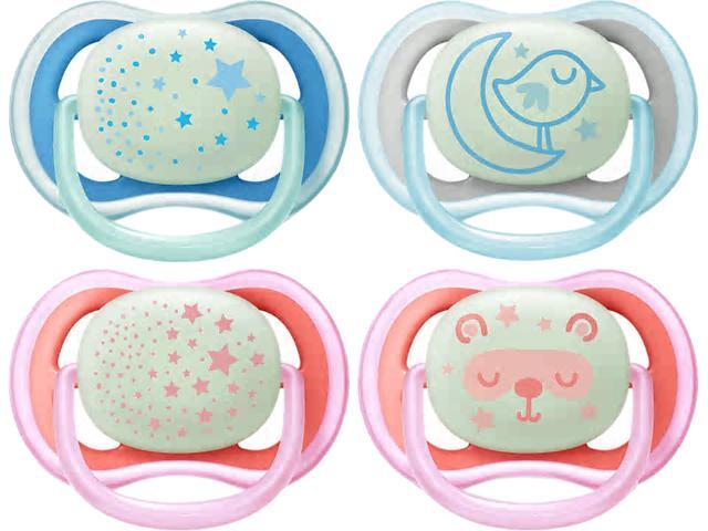 Philips Avent Ultra Air Nighttime Pacifier 6-18 Months Various Colors 2-pack SCF376/20