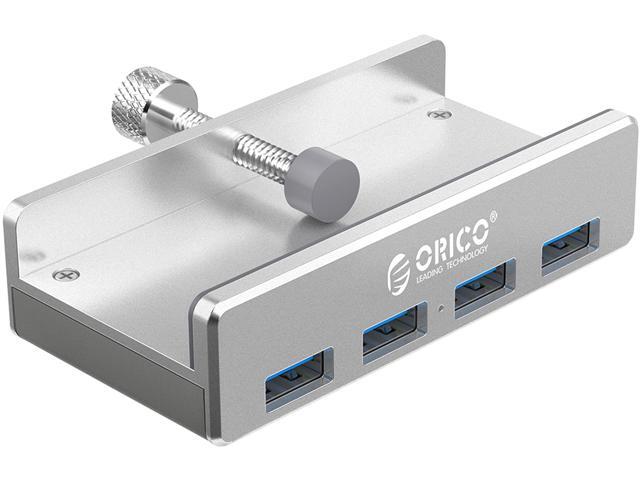 ORICO MH4PU Aluminum 4 Ports USB 30 Clip-type HUB For Desktop Laptop Clip Range 10-32mm With 495FT ( 15Meter) Date Cable - Silver