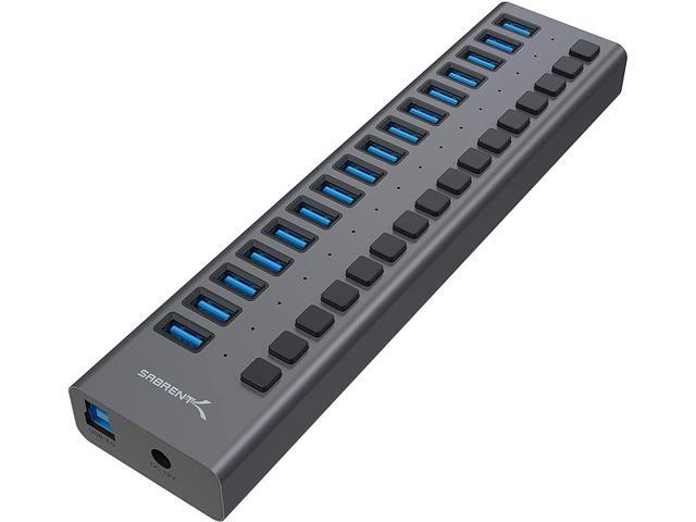 Sabrent 16-PORT USB 30 DATA HUB and Charger with individual switches [90 Watts] (HB-PU16)