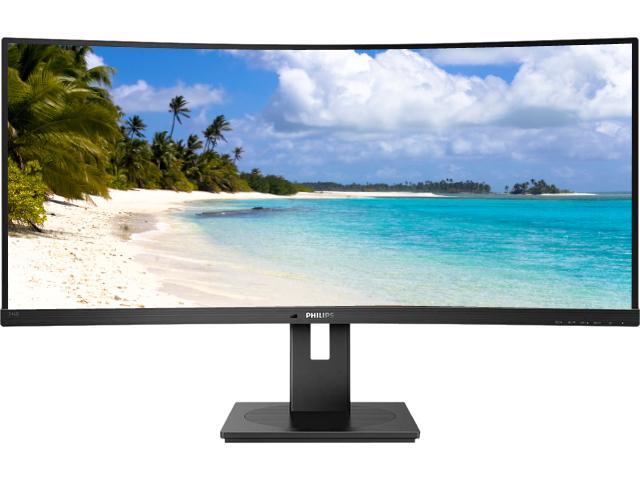 Philips 346B1C 34' Quad HD 3440 x 1440 5ms 100Hz DisplayPort HDMI USB Type-C Adaptive Sync Built-in Speakers Flicker-Free Anti-Glare Ultra Wide.