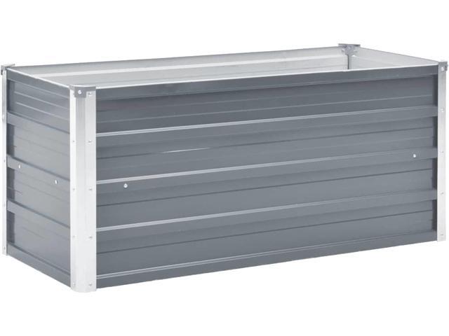 vidaXL Garden Raised Bed Open Bottom Galvanized Steel 394' Gray DIY Planter