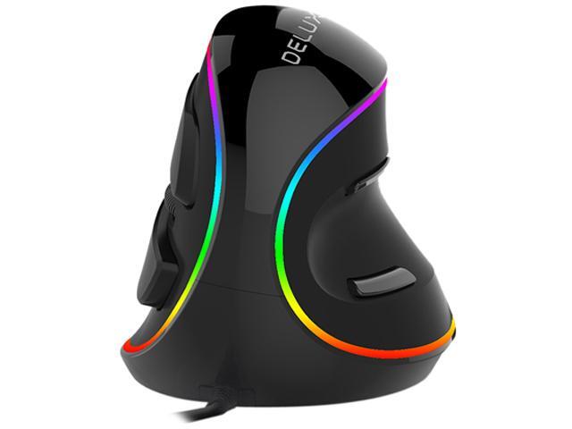 DELUX Wired Ergonomic Mouse RGB Vertical Optical Mouse with 6 Programmable Buttons 4000 DPI and Removable Palm Rest Ergonomic Gaming Mouse
