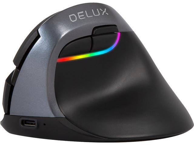 Delux Wireless Vertical mouse Rechargeable Bluetooth Mouse with Nano USB Receiver 6 Buttons 4 Adjustable DPI and RGB lighting (M618mini-Iron Grey)