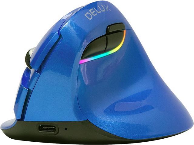 DELUX Vertical Mouse Bluetooth with 24G USB Receiver RGB Ergonomic Silent Wireless Mouse with Built-in Rechargeable Battery 6 Buttons and 4