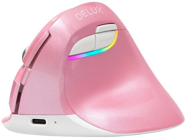 Delux Wireless Mouse Rechargeable 24G Ergonomic USB Computer Mouse with Bluetooth 6 Buttons and 4 Gear DPI Mini Vertical Mouse Reduce