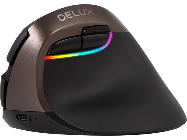 Delux Vertical Mouse Wireless Ergonomic Small Mouse Rechargeable with Bluetooth and Nano Receiver 6 Buttons and 4 Adjustable DPI Reduce