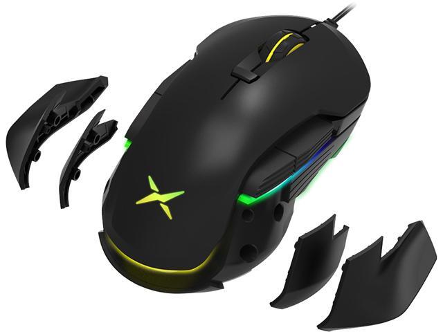 DELUX Wired Gaming Mouse with 16000DPI Chroma RGB and Side Wing and Personalized Weights Design 6 Programmable Buttons Ambidextrous Ergonomic