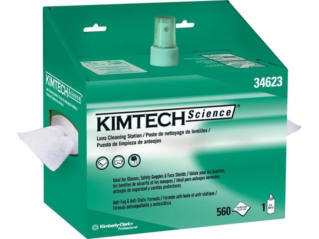 Kimtech Science Lens Cleaning Station Pop-Up Box with 560 1-ply tissues and 8 oz Cleaning Spray
