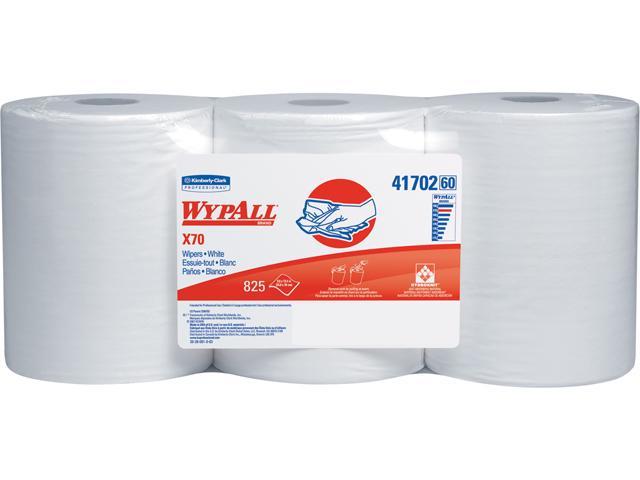 WypAll X70 Extended Use Reusable Cloths (41702) Center Pull Roll Long Lasting Performance White 3 Rolls 275 Sheets / Roll