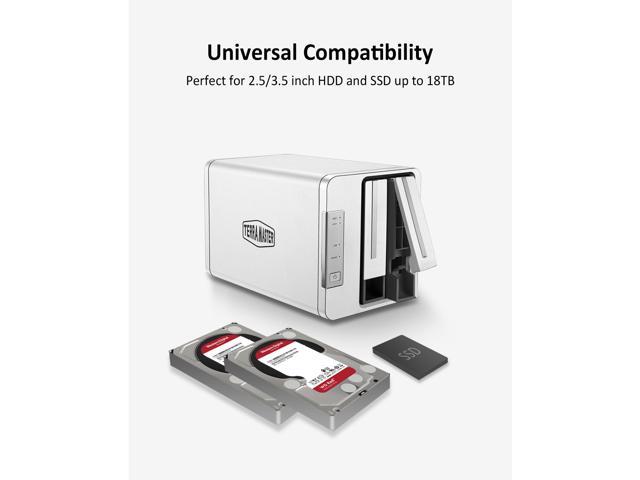 NeweggBusiness - TERRAMASTER D2-310 USB Type C External Hard Drive RAID  Enclosure USB3.1 (Gen1) 2-Bay RAID Storage Support RAID 0/1/Single  (Diskless)