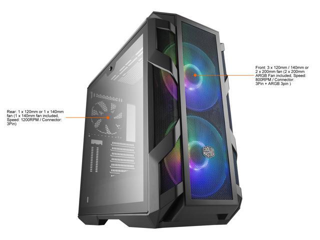 Formålet frill Stor mængde NeweggBusiness - Cooler Master MasterCase H500M ARGB Airflow ATX Mid-Tower  with Quad Tempered Glass Panels, Dual 200mm ARGB Lighting Fans, Type-C I/O  Panel, and Vertical GPU Slots