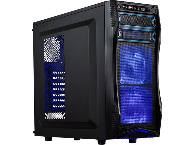 ATX Mid Tower w/ Blue LED Fans CHALLENGER S Rosewill Gaming Computer PC Case 