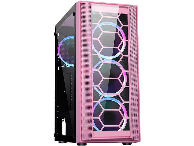 Grand Boîtier PC Rose RGB, Gamer-Aesthetic