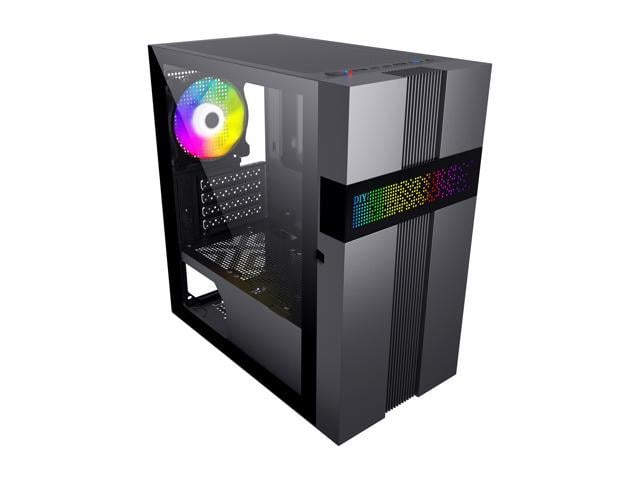 NeweggBusiness - DIYPC ARGB-Q8-BK Black USB 3.0 Steel / Tempered