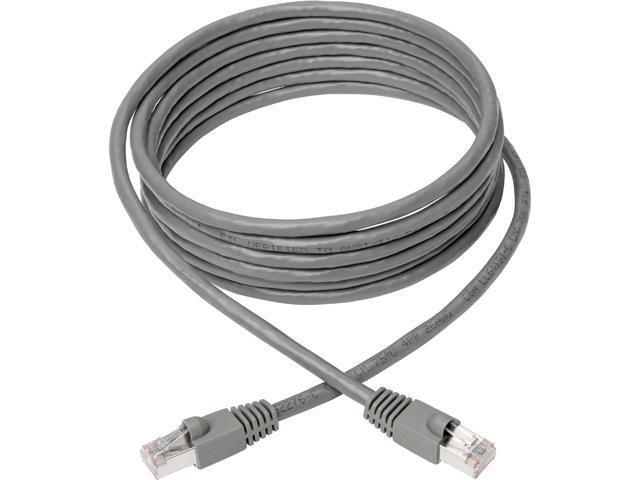 TRIPP LITE N262-012-GY Cat6a 10G-Certified Snagless Shielded STP Ethernet Cable (RJ45 M/M) PoE Gray 12 ft
