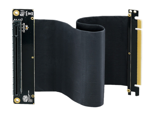 Cooler Master Câble Riser PCIe 4.0 X16 300mm V2 - Support Montage Vertical Carte Graphique - Connecteurs Or - Blanc/Noir
