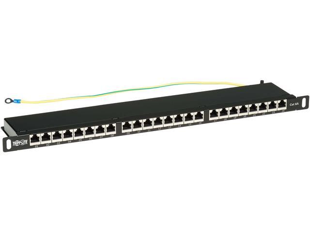 Tripp Lite Cat6a 24-Port High-Density Patch Panel - Shielded Dual IDC 568A/B RJ45 Ethernet 05U Rack-Mount (N252A-024-HUSHK)