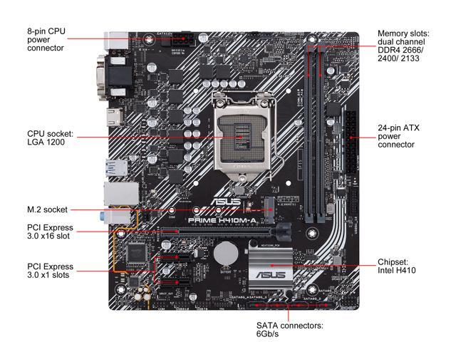 NeweggBusiness - ASUS PRIME H410M-A/CSM LGA 1200 Intel H410 Micro