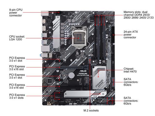 NeweggBusiness - ASUS PRIME H470-PLUS/CSM LGA 1200 Intel H470 SATA