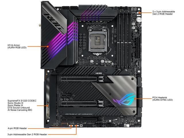 Neweggbusiness Asus Rog Maximus Xiii Hero Wifi 6e Z590 Lga 10 Intel 11th 10th Gen Atx Gaming Motherboard Pcie 4 0 14 2 Power Stages Ddr4 5333 Dual 2 5gb Lan Thunderbolt 4 Onboard Bluetooth