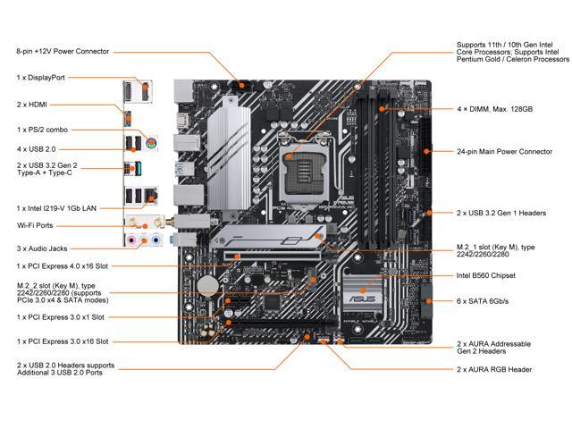 LGA 1200 Asus PRIME H570M-PLUS Gaming Motherboard Support 10th