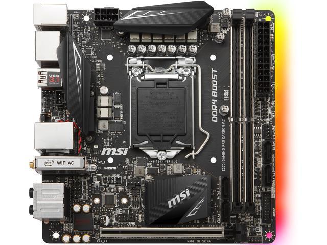 NeweggBusiness - MSI Z370I GAMING PRO CARBON AC LGA 1151 Series) Intel Z370 SATA 6Gb/s USB 3.1 Mini Intel Motherboard