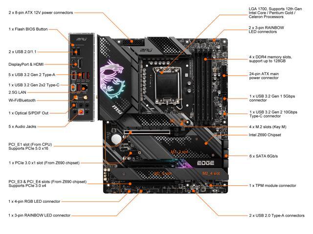 NeweggBusiness - MSI MPG Z690 EDGE WIFI DDR4 LGA 1700 ATX Intel