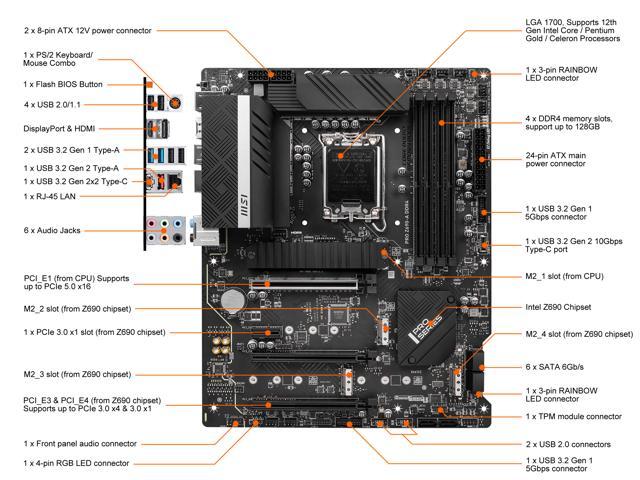 NeweggBusiness - MSI PRO Z690-A DDR4 LGA 1700 Intel Z690 SATA 6Gb