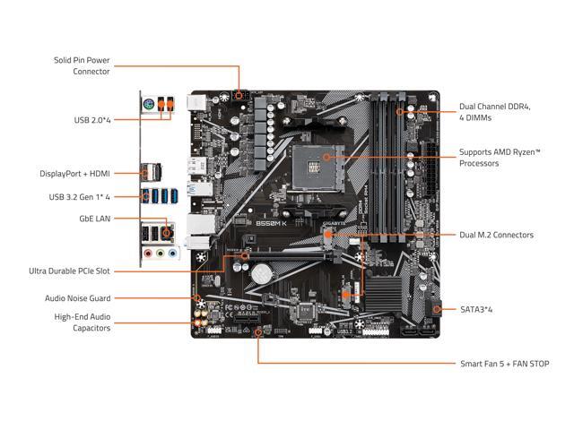 NeweggBusiness - GIGABYTE B550M K AM4 AMD B550 Micro-ATX