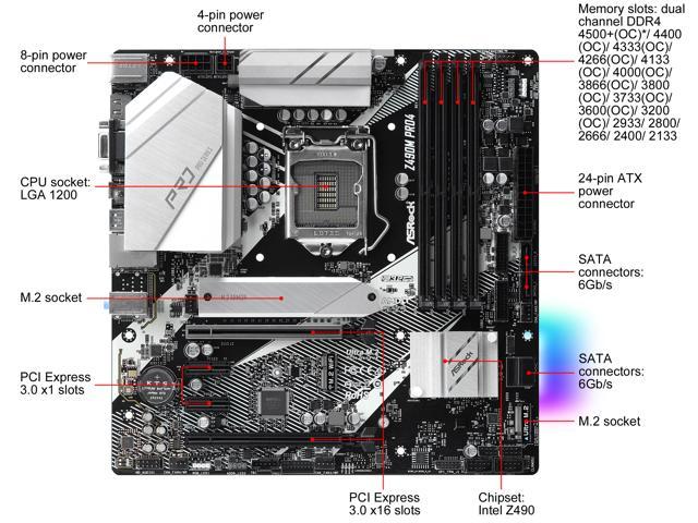 NeweggBusiness - ASRock Z490M Pro4 LGA 1200 Intel Z490 SATA 6Gb/s 
